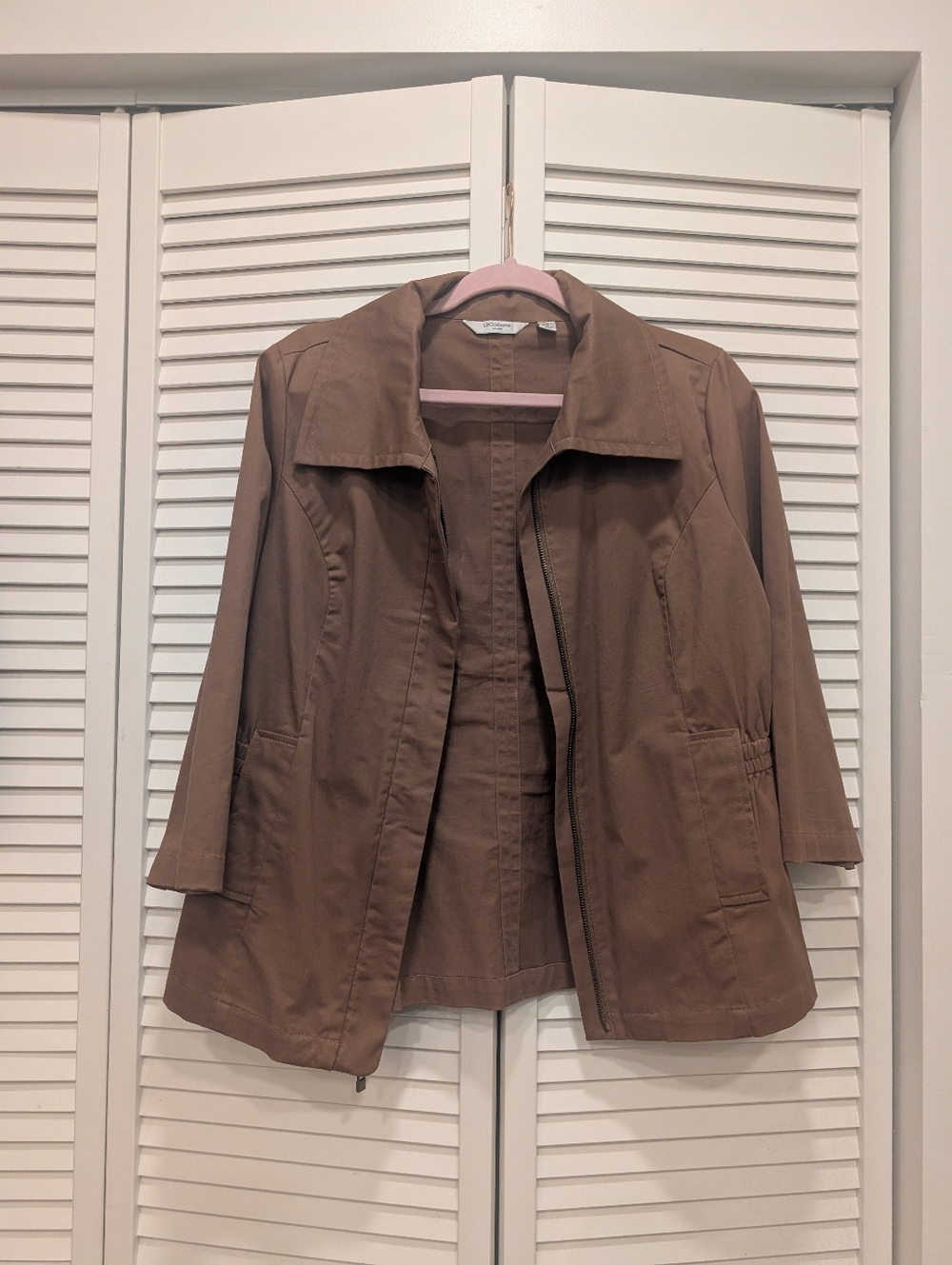 liz Claiborne Women's Lightweight Brown Jacket - Casual Open Front SiW Small